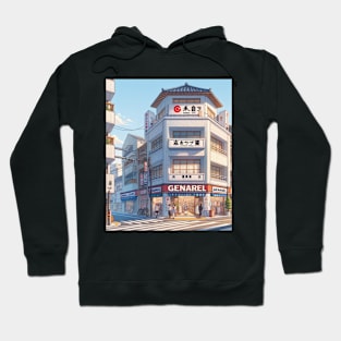 Anime Style - Japanese Street and Building Hoodie